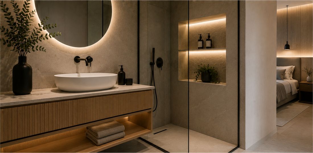 Nicho iluminado en ducha · Proyecto residencial
